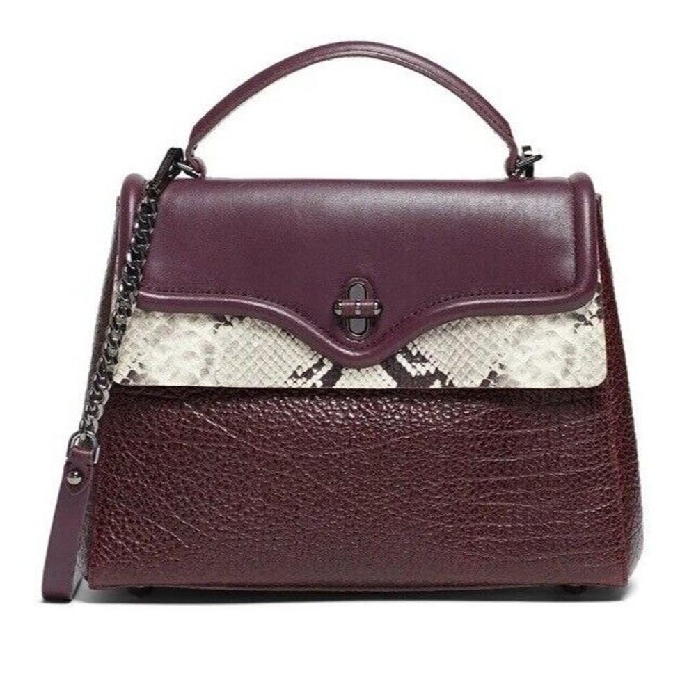 Rent the runway Rebecca Minkoff multi Phoebe top handle ruby leather purse snake